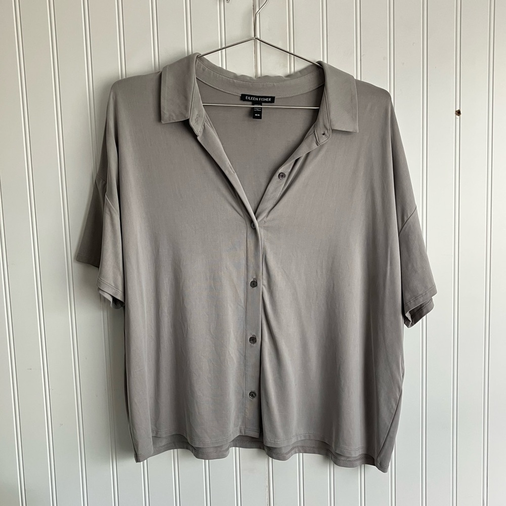 EILEEN FISHER Gray Button-Up Shirt